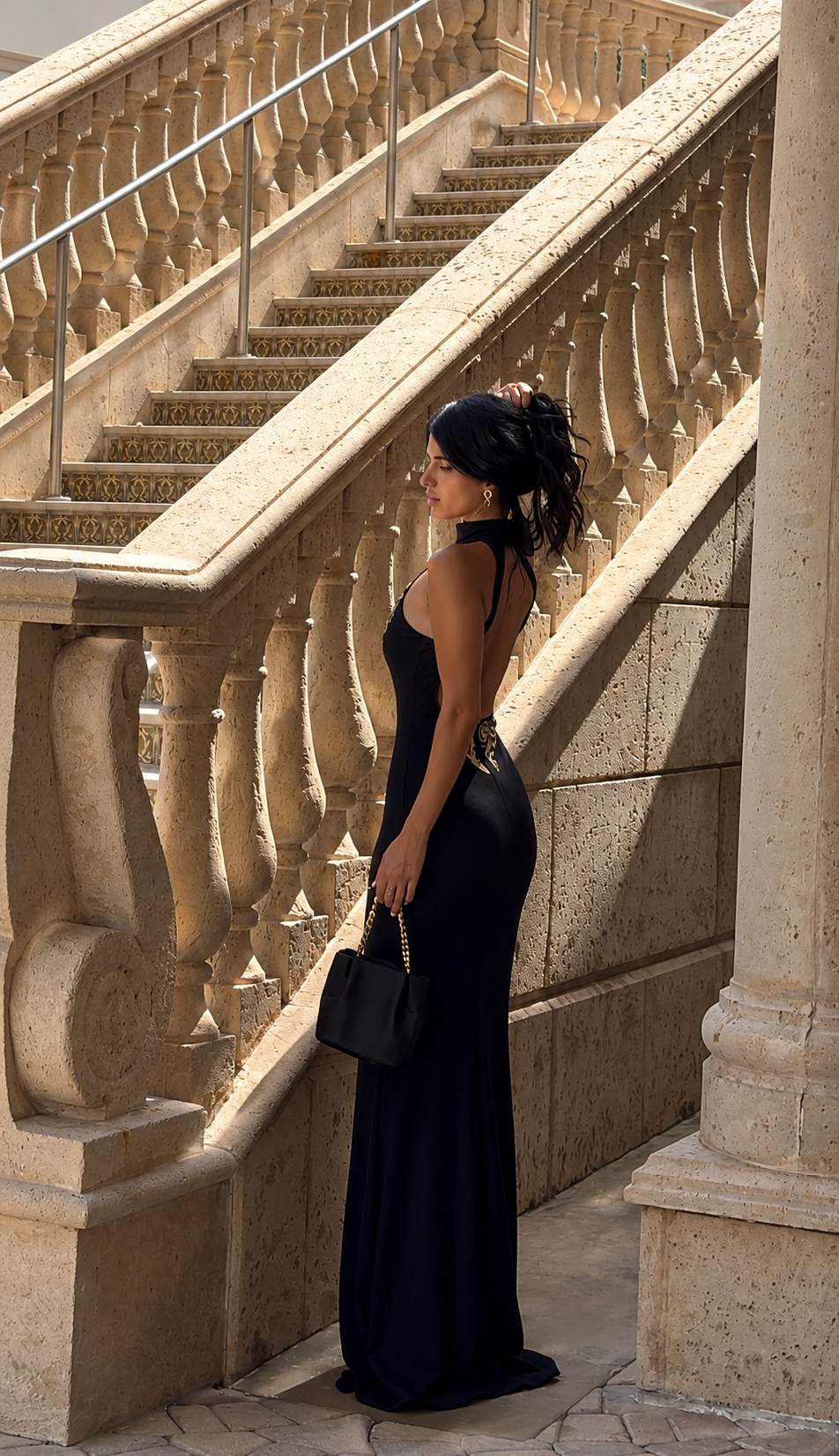 Black & Gold Luxury Evening Gown