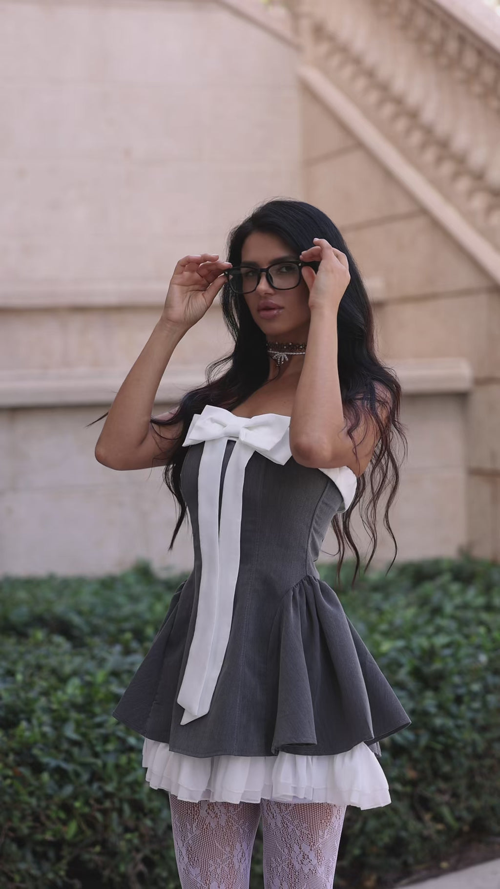 Cute Bow Mini Dress